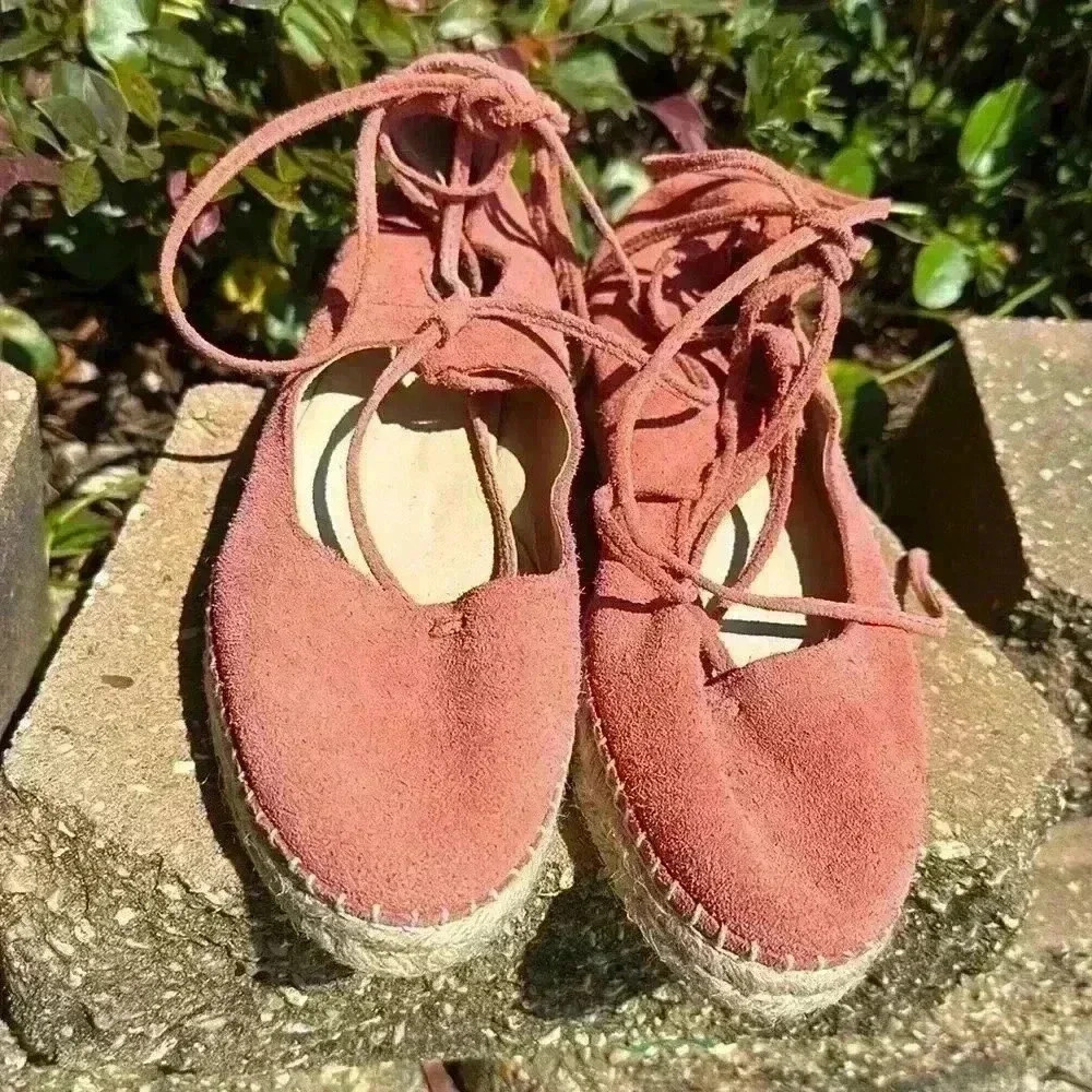 Steve Madden women’s Coral Suede Espadrille Flats with Ankle Wrap - Size 9B - Picture 2 of 8